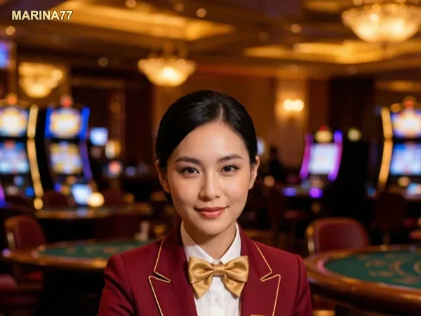 Dealer baccarat profesional di meja permainan kasino