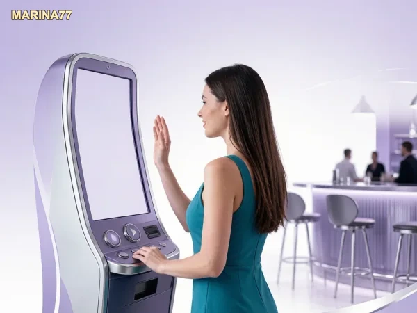 Pengguna mengakses permainan melalui layar digital modern